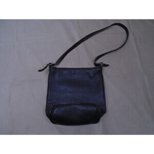 Vintage Marjoa Genuine Pebble Leather Black Shoulder Purse Bag Zip